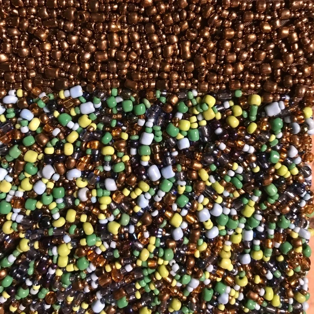 Beaded Bronze and Blue Wristlet